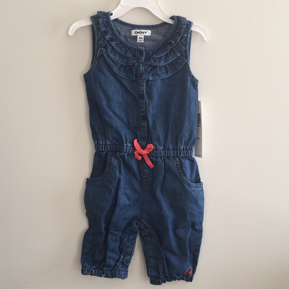 NWT DKNY BABY DENIM ONE PIECE ROMPER